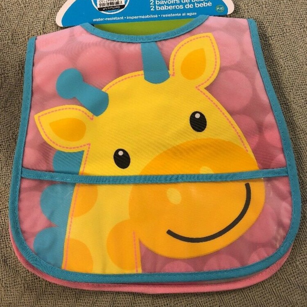 2 Pack Baby Bibs Giraffe an Cow (D1)